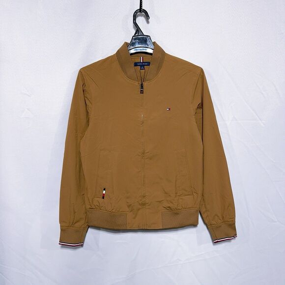 Tommy Hilfiger Lightweight Water-Resistant Bomber Camel Khaki Men’s S Jacket NWT - Picture 1 of 9